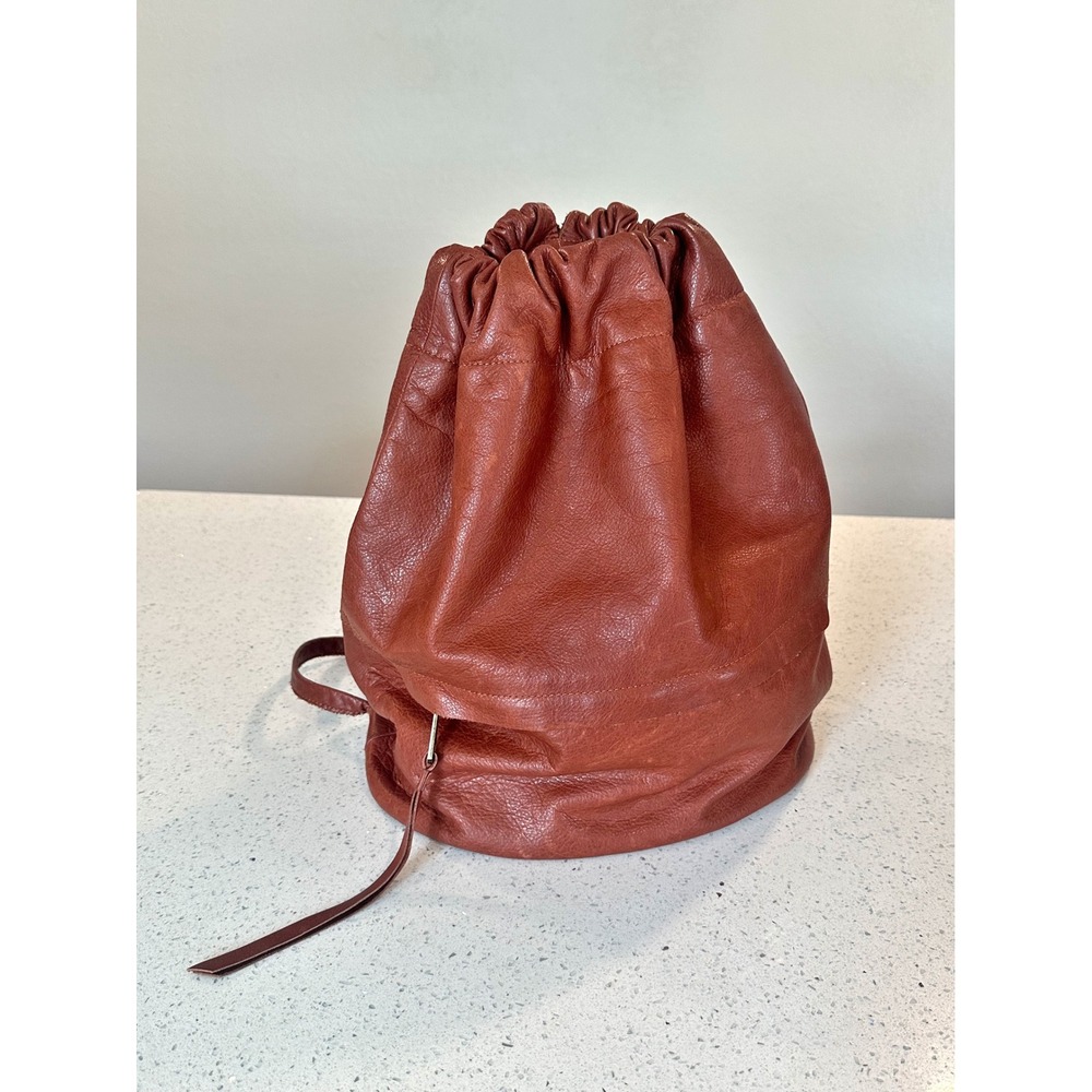 Will Leather Goods Cloud Backpack Brown Full Grain Leather Drawstring Rucksack